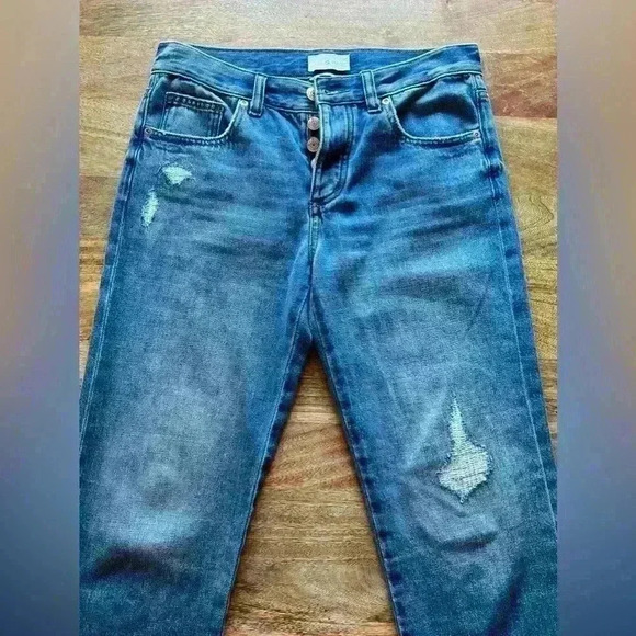 Lou & Grey Boyfriend Jeans | Size 25 | Medium Blue Wash | 100% Cotton - Picture 1 of 16